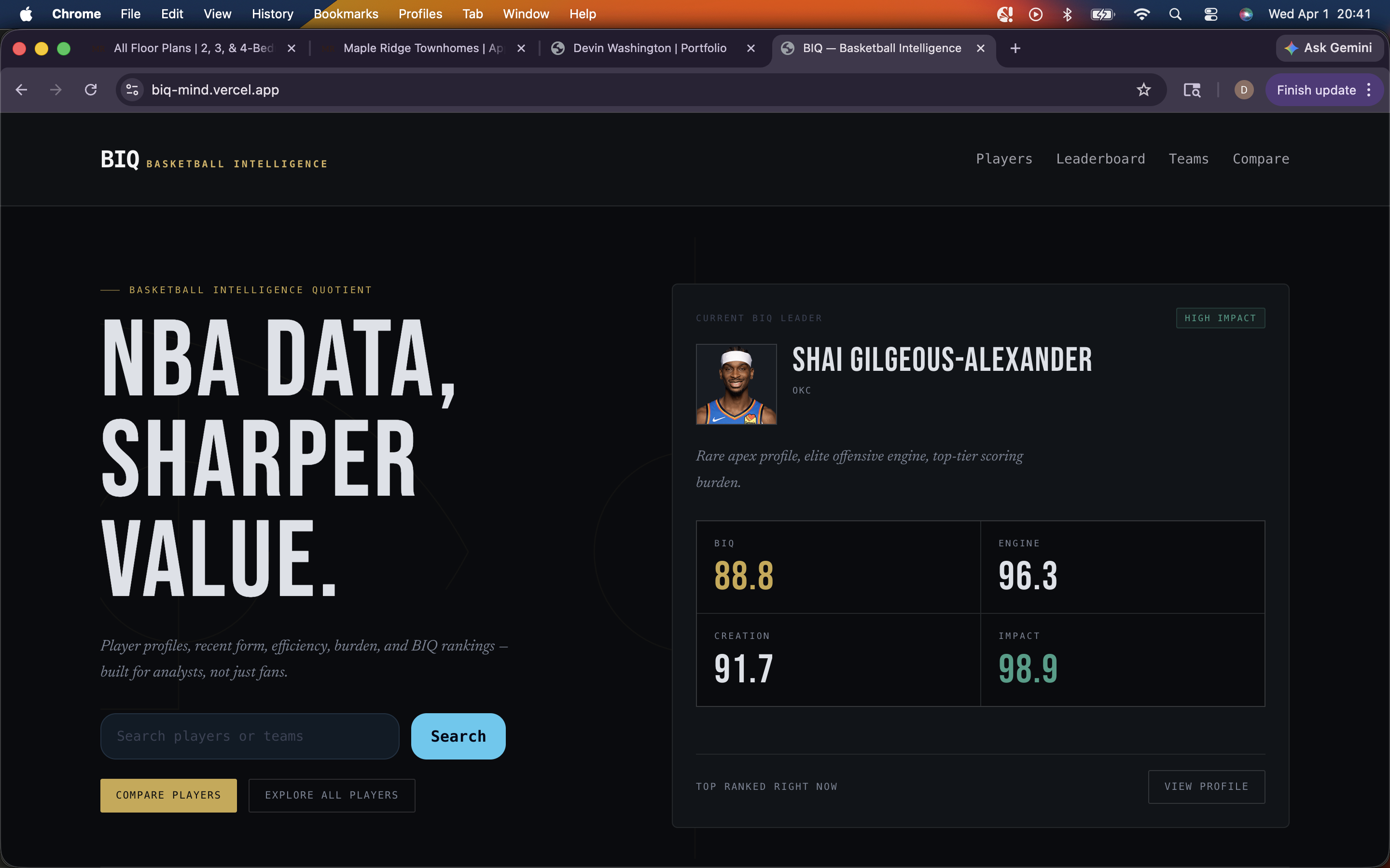 BIQ basketball analytics platform preview