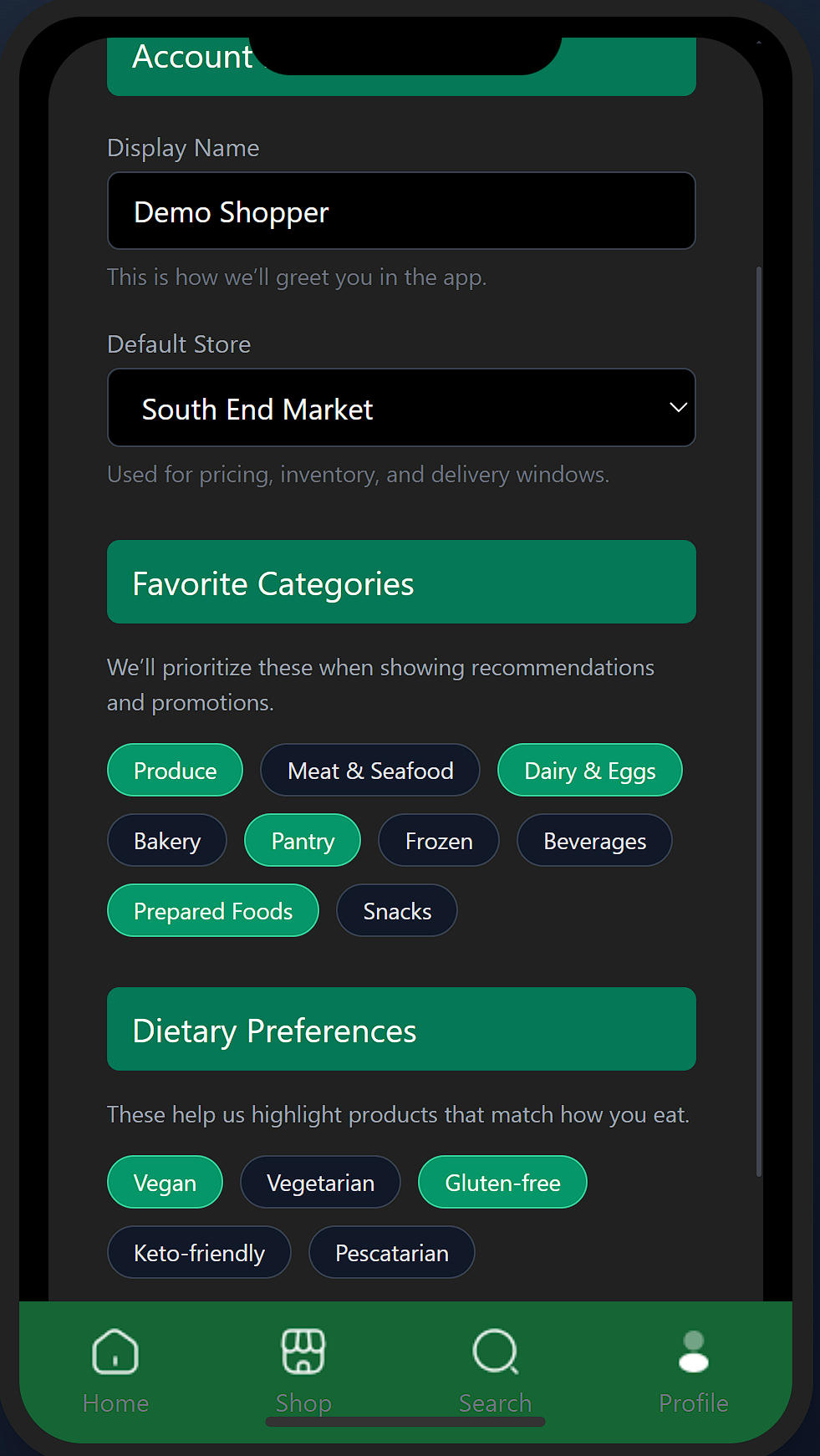 User Preferences Editor