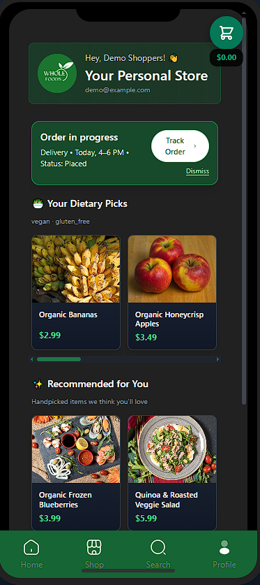 Preview of the Whole Foods Mobile Experience project